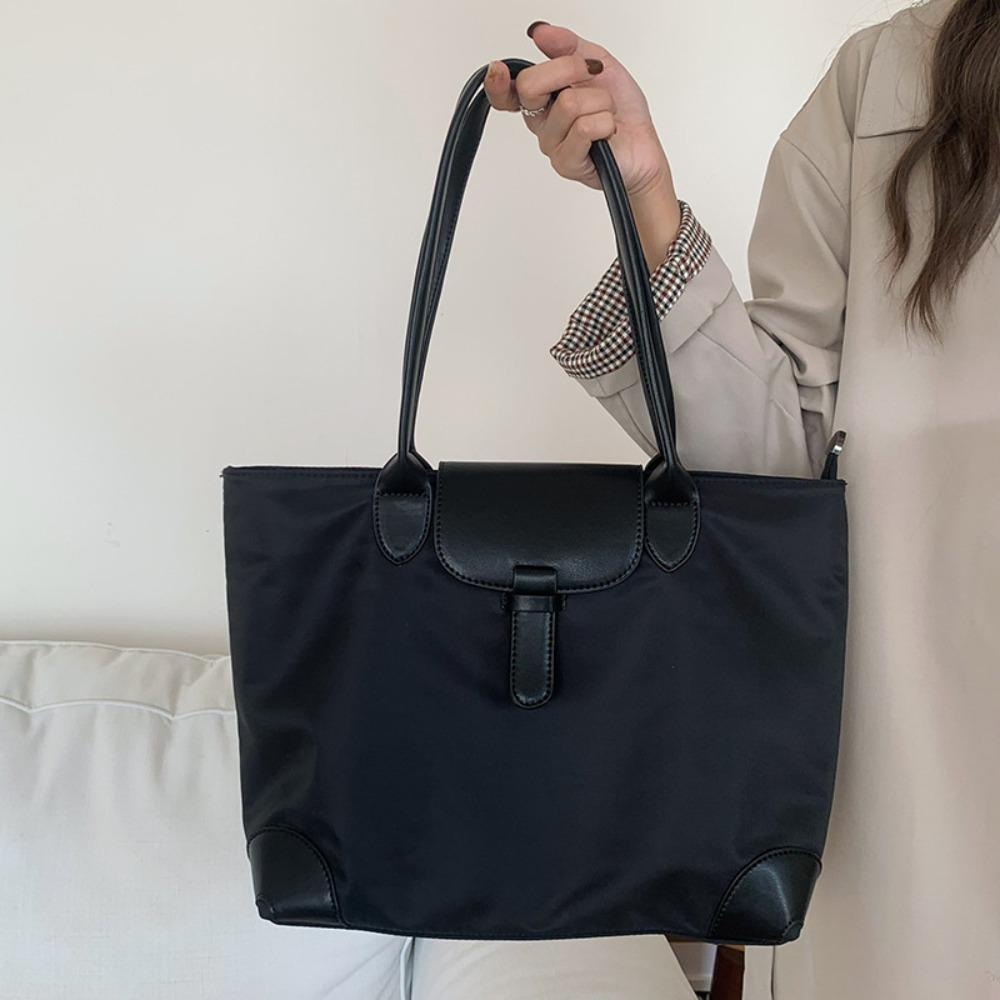 

Zipper Nylon Cloth Tote Bag Lightweight Handbag Portable Nylon Shoulder Bag Women чёрный