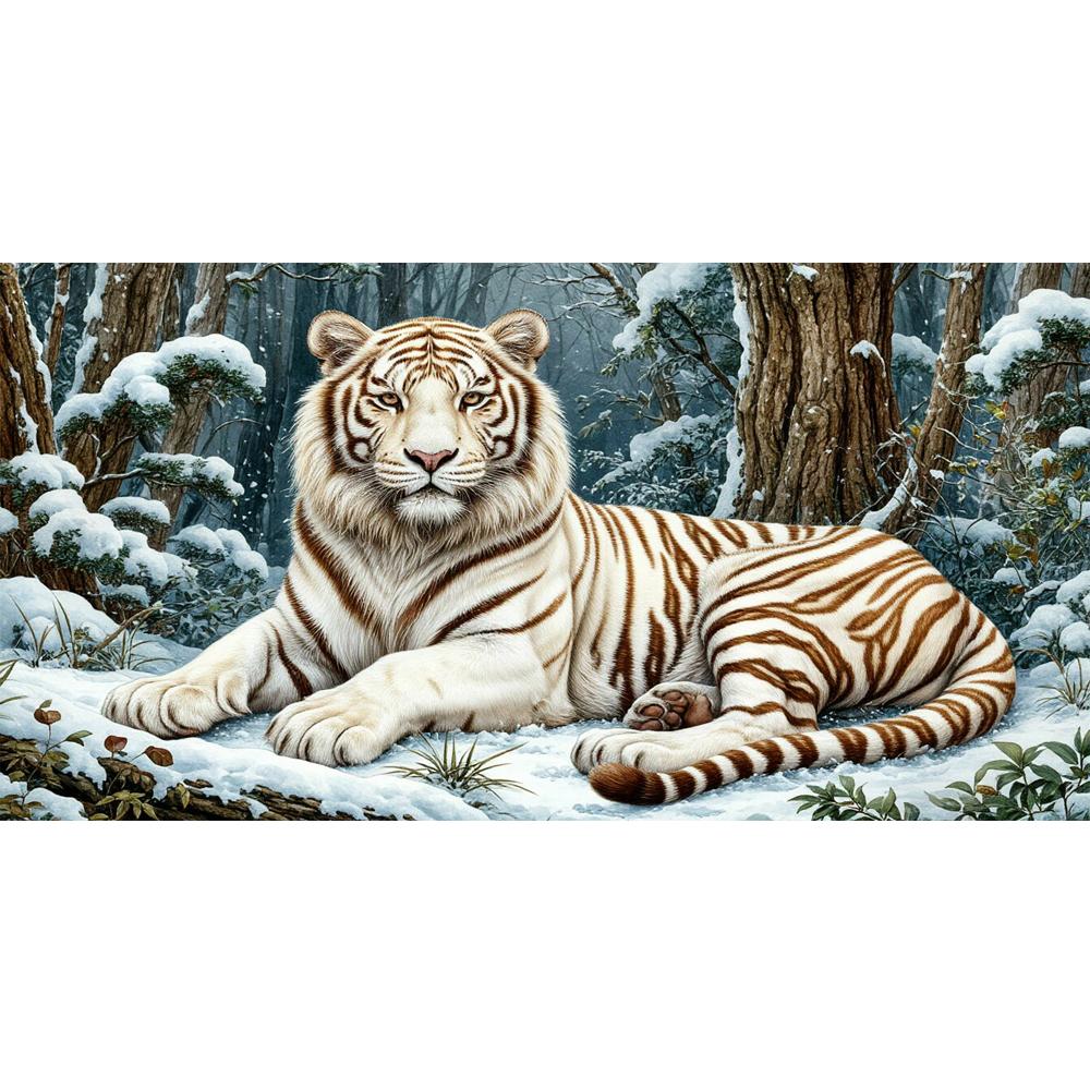 Große Größe Mosaik DIY Voll Diamant Malerei Kits Kunst Wolf Tiger Leopard im Schnee Stickerei Kreuzstich Strasssteine