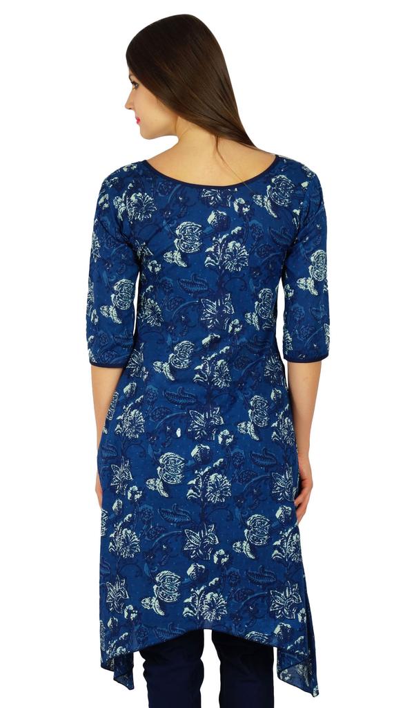 Bimba Womens Asymmetrical Kurta Regular Fit Cotton Kurti Tunic With Pockets -