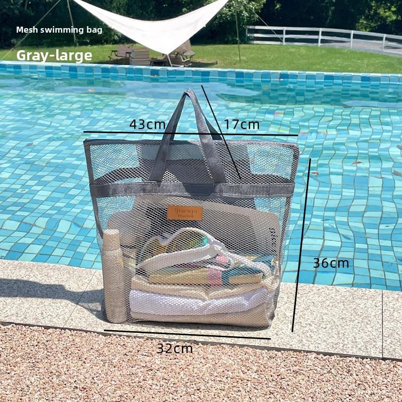 Bolsa de Praia de Malha para Viagem Grande Capacidade Para Homens Mulheres Com Rede Interna Dobrável Sacola de Natação