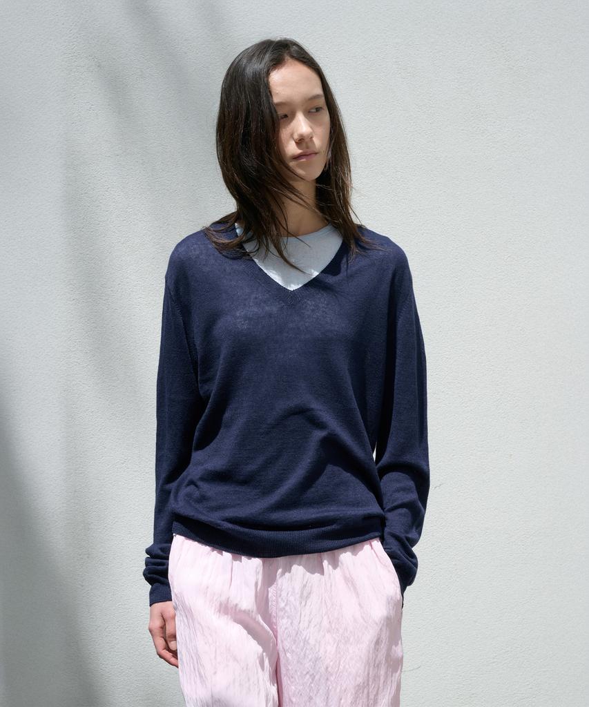 Jeonggamseutyudio Linen Blend V-Neck Kint_5 Color