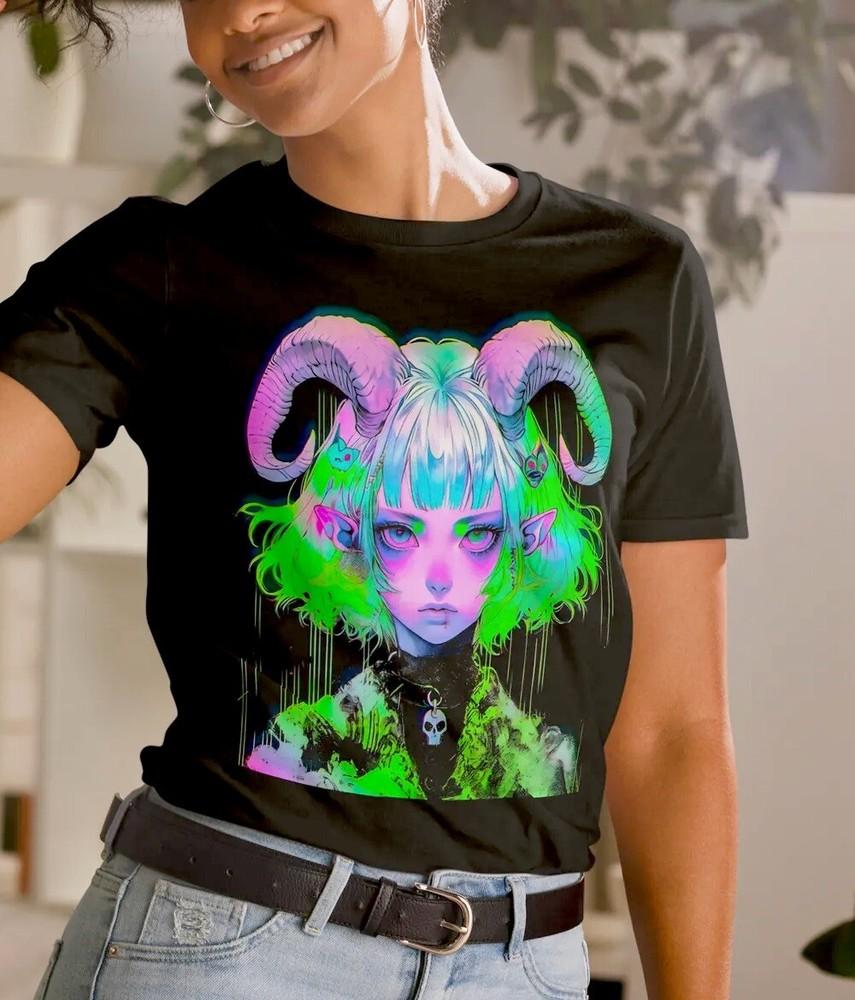 

Neon Cyber Punk Demon Devil Horror Short-Sleeve Unisex T-Shirt L