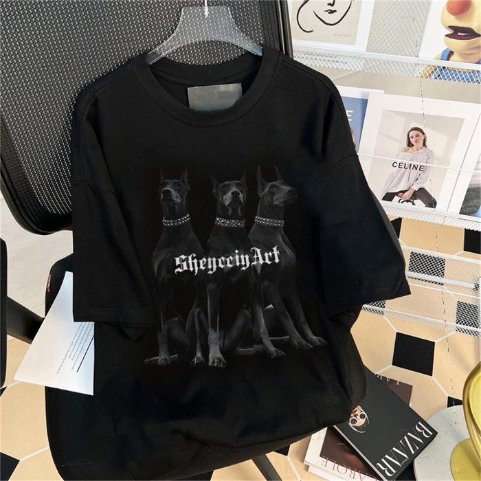 Unisex Sommer Retro Dobermann Grafik T-Shirt - Reine Baumwolle, Lockere Passform