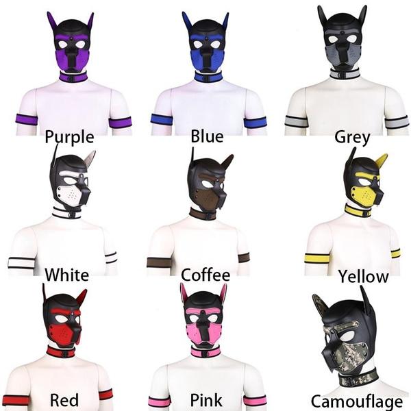 New Dog Rubber Mask Set Club Wear Cosplay Hood 4Pcs/set