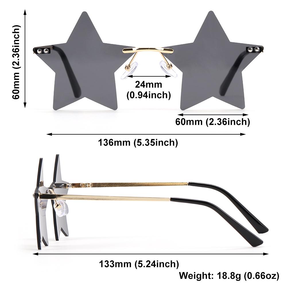 1pc Rimless Star Shape Sunglasses Driving Trendy Eyeglasses Women Men Party Glasses Funny Pentagram Eyewear Christmas Decor