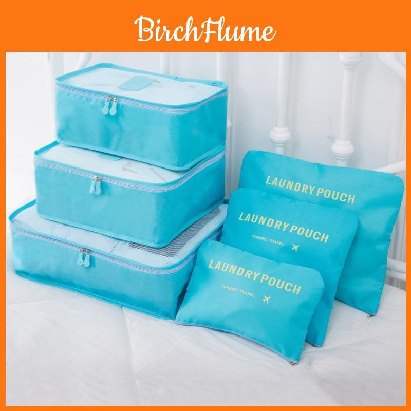 Set Organizzatore da Viaggio Sei Pezzi Cubi Contenitori in Tessuto Oxford Per Valigie e Casa