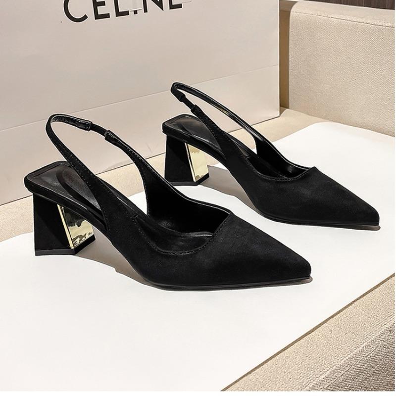 Fashion New 2025 Summer Closed Toe Women's Sandals Suede Open Back Comfort for Women Lightweight Commute Daily Stylish Shoes High Heels