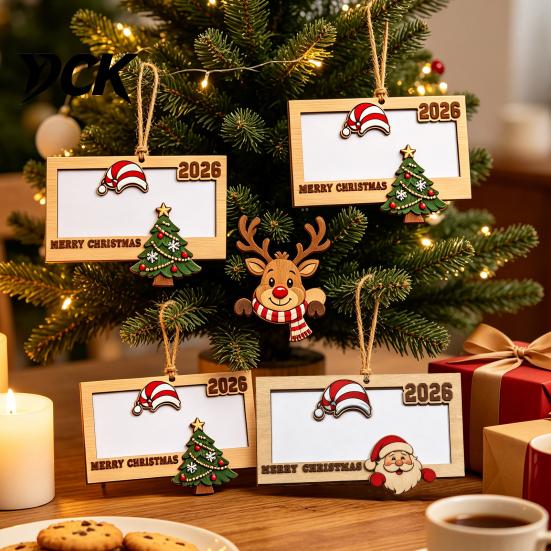 Wooden Money Gift Box 2Pcs Christmas Holder Hanging Ornament for Cash, Xmas Tree Unique Family Decoration, Reusable Cash Holiday Party Tabletop Decor