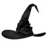 Gold Velvet Curved Witch Hat - Pleated Design for Kids & Adults, Perfect for Halloween & Masquerade