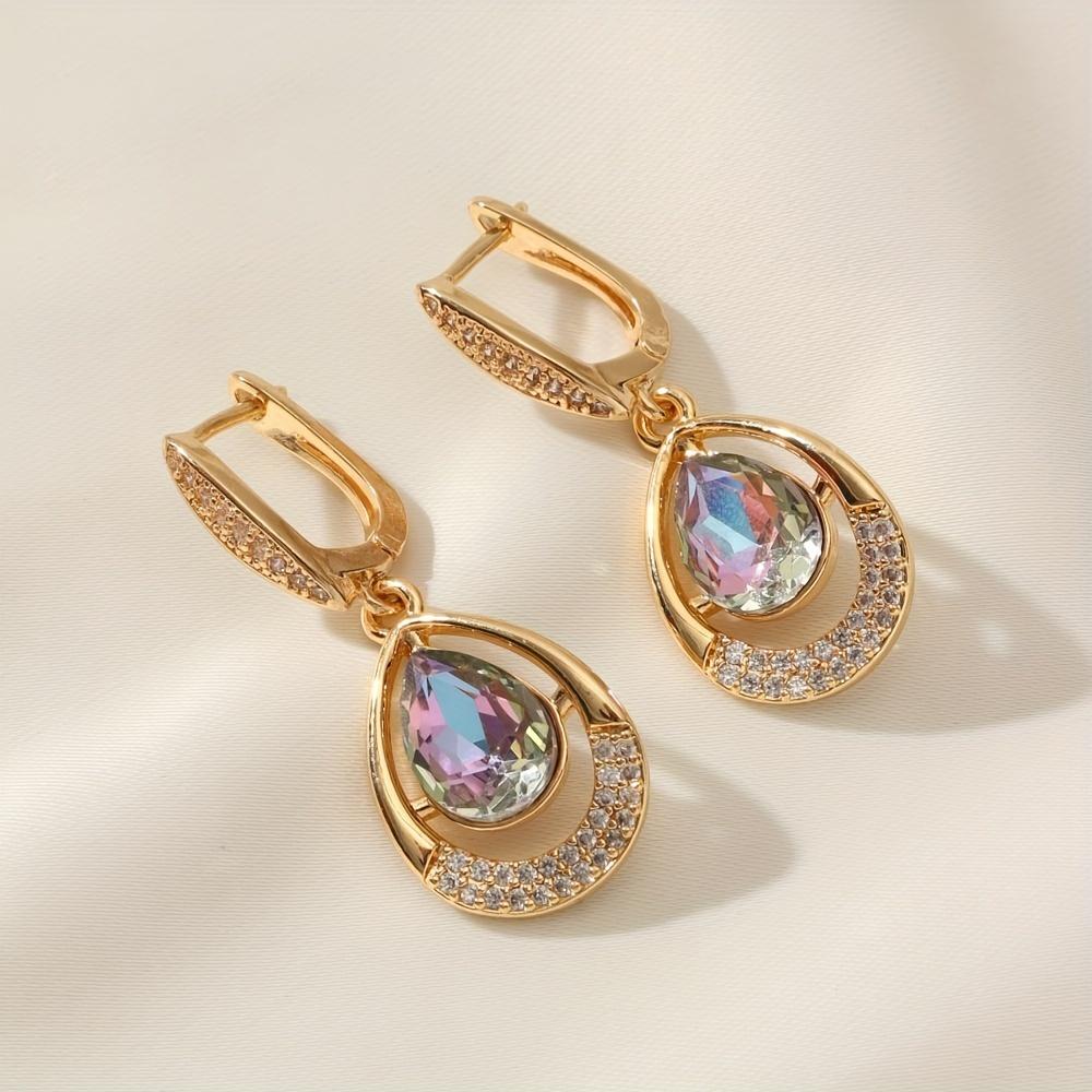 Water Drop Shape Dangle Earrings for Women Fashion Artificial Crystal Zirconia Drop Earring Wedding Party Jewelry Accessories