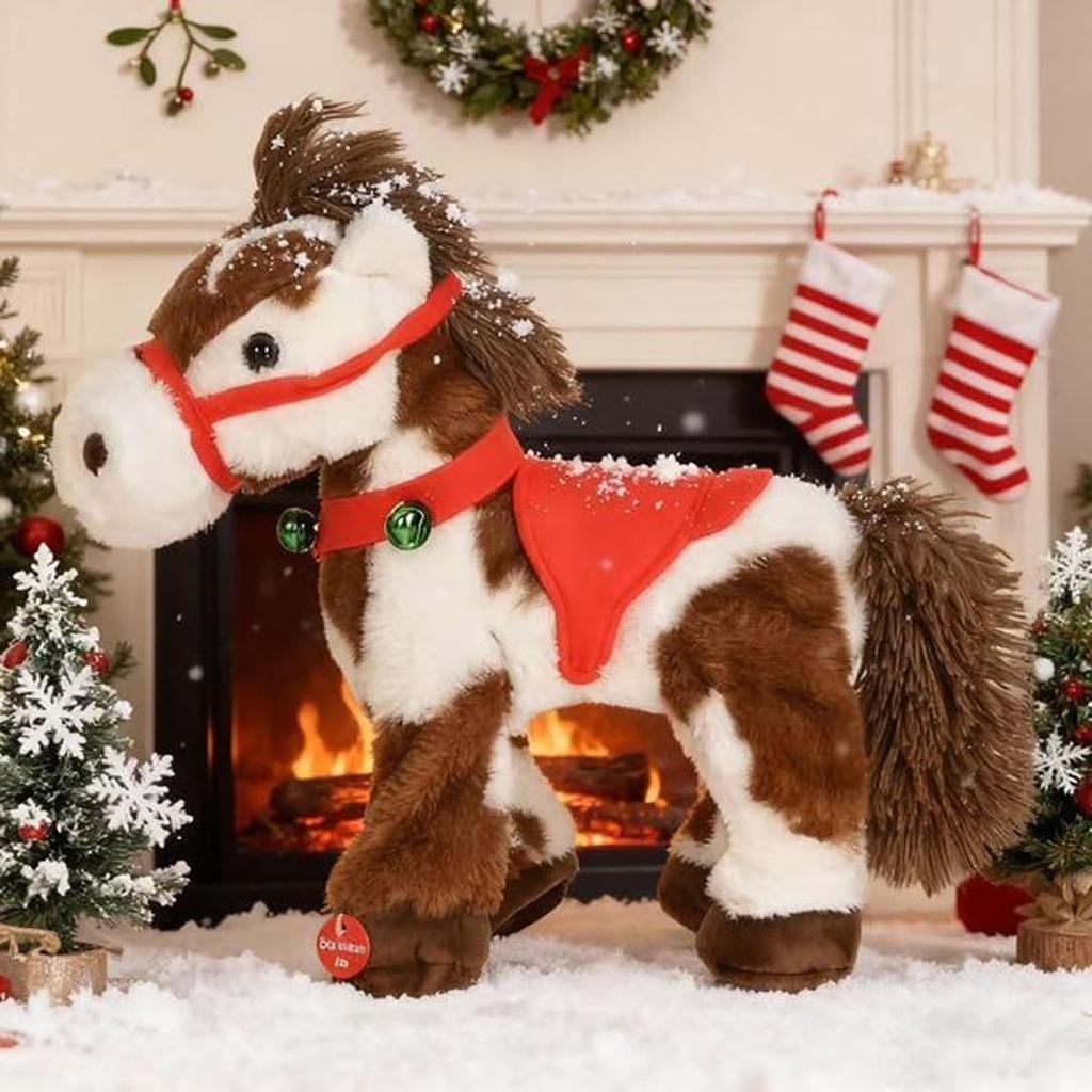 Spotted Electric Plush Horse Toy for Kids with Sound and Movement Electric Rocking Horse for Christmas Gift