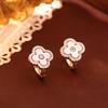 Chic Natural Mother-of-Pearl Four-Leaf Clover Earrings - Stylish, Fresh, and Trendy Accessory