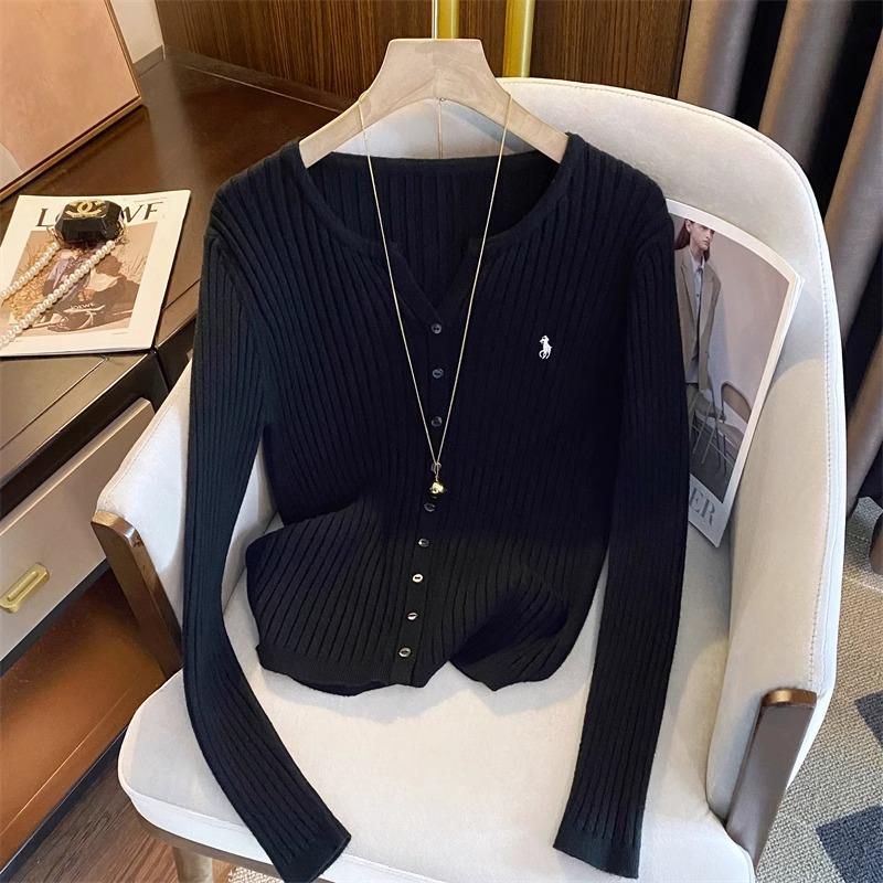 

2KWEIRD Модные вязаные топы Новые Y2K Вышивка С длинным рукавом Кардиганы Свитера Корейская мода Уличная одежда Женские рубашки One Size чёрный