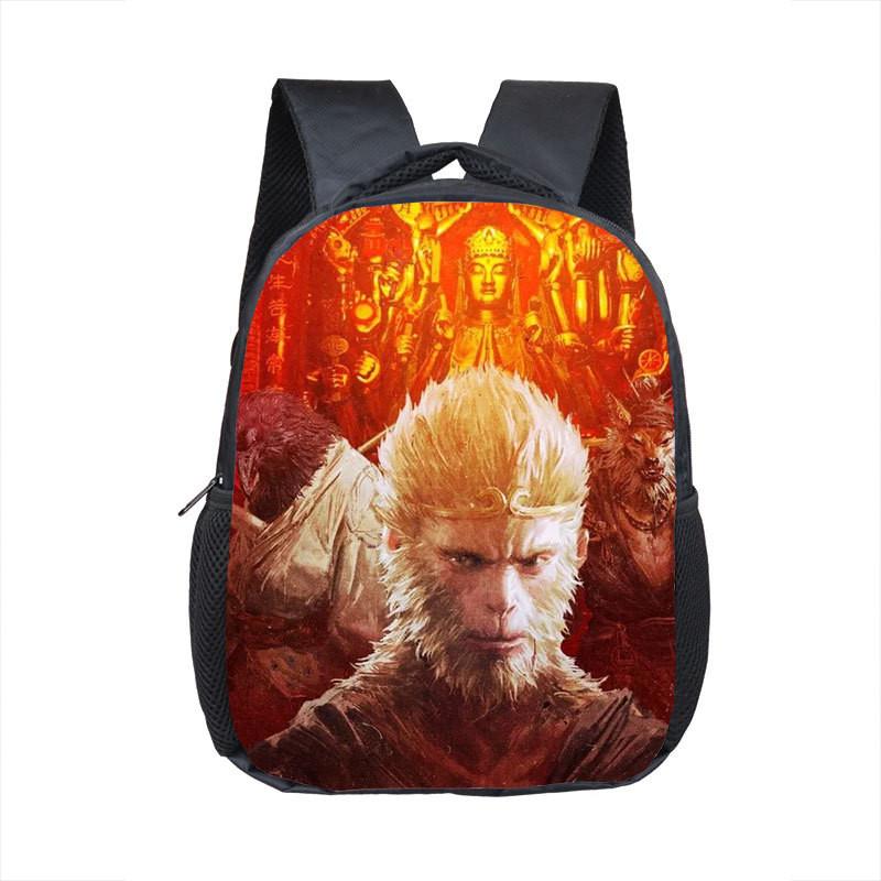 Adorable 2024 Black Myth Wukong Cartoon Backpack For Kids Age 3 To 5 With Breathable Design