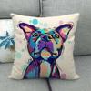 Housse de coussin en lin Motifs Bouledogues Carlins Style Chien Bull Terrier Décoration de Maison Salon Canapé Coussins d'appoint Housse 45X45cm