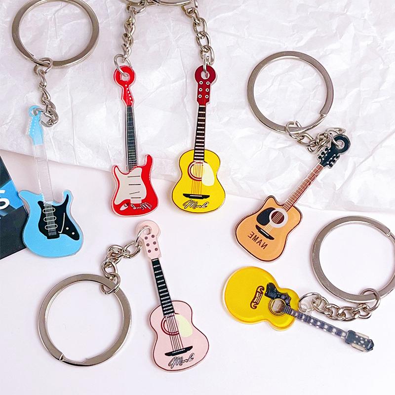 Creative Mini Guitar Keychain Pendant Handbag Charm Accessories Music Festival Souvenir Gift