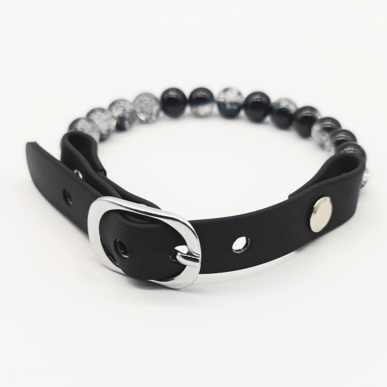 Fashion Pet Beaded Necklace Adjustable Transparent Glass Dog Cat Pearl Collar