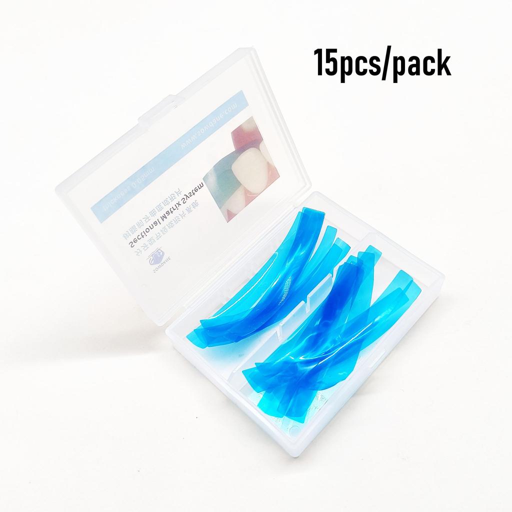 15 buc/50 buc matrice anterioară conturată dentară albastru transparent benzi anterioare din poliester grosime 0,05 mm materiale dentare