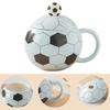 Funny Football Shape Drinking Mug 14oz Ceramic Cup with Lid Cover For Hot Cold Beverages And Display