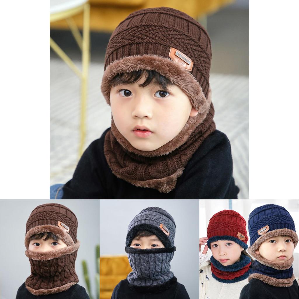 Conjunto de Gorro de Tricô e Cachecol para Crianças com Espessura Quente Ideal para Atividades ao Ar Livre no Inverno