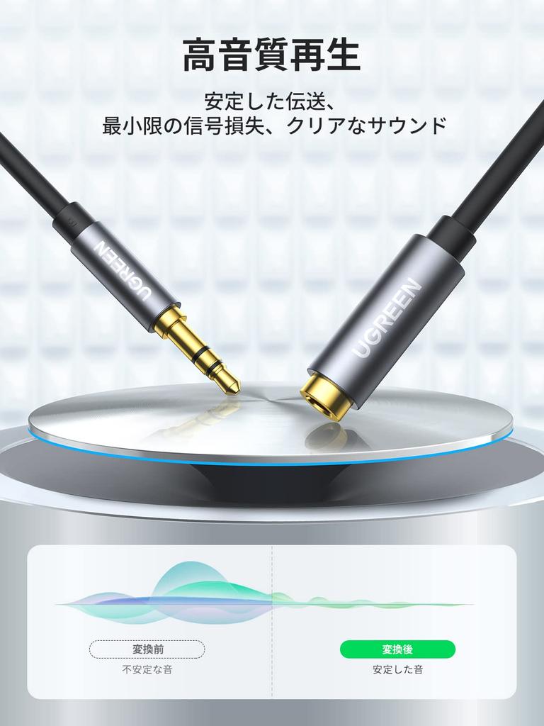 UGREEN Audio Extension Earphone Extension AUX Headphone Sound Quality 24K Compatible with MP3 and 3M 3.5mm Cable, 3-Pole/TRS Cord, Extension, Hi-Fi