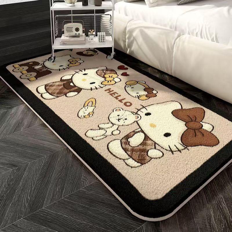 Cartoon Kitty Imitation Cashmere Anti-Slip Rug for Bedroom & Living Room