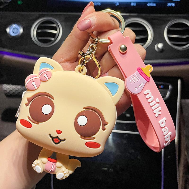 Silicone Bear Girl Coin Purse & Keychain Earphone Pouch