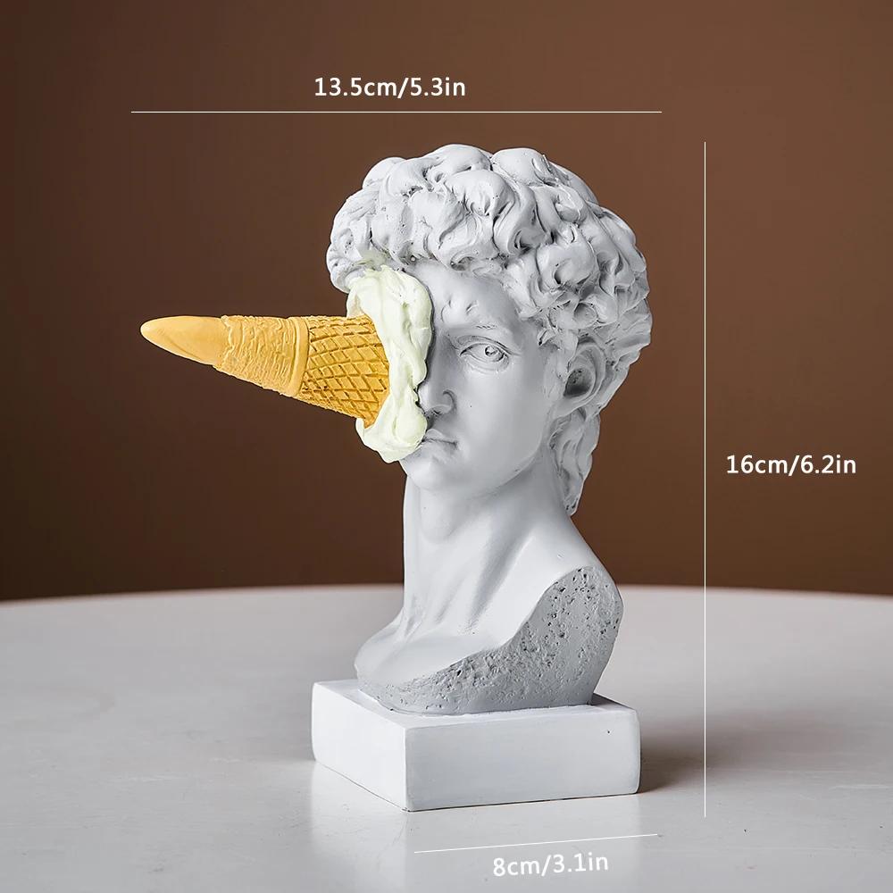 Sculpture Office Bookshelf Desktop Art Decoration David Statue Modern Nordic Figure Ornament Ice Cream David Figurine Home Decor