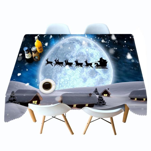 Thicken Cotton Christmas Tablecloth Golden Lantern And Tree Pattern Rectangular Round Table Cloth For Wedding Picnic Party