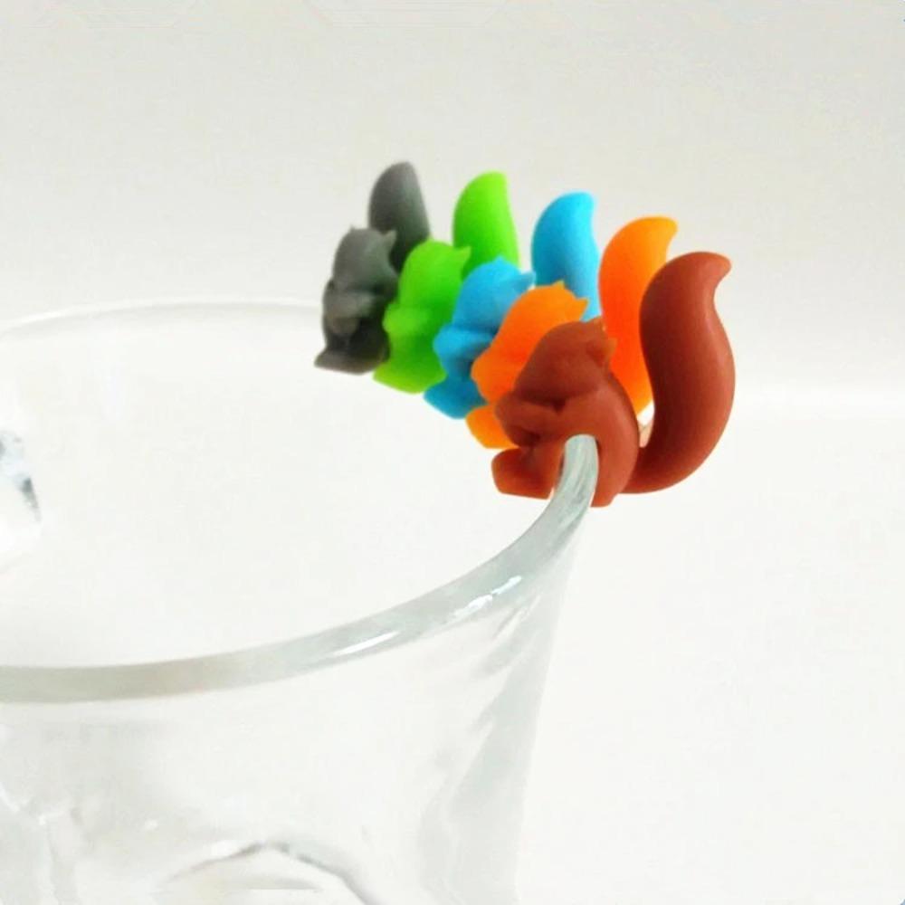 5pcs Silicone Squirrel Shaped Tea Bag Holder Candy Color Tea Bag Clip  Afternoon Tea