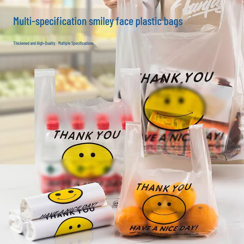 Kelibang Transparent Smiley Face Vest Garbage Bags