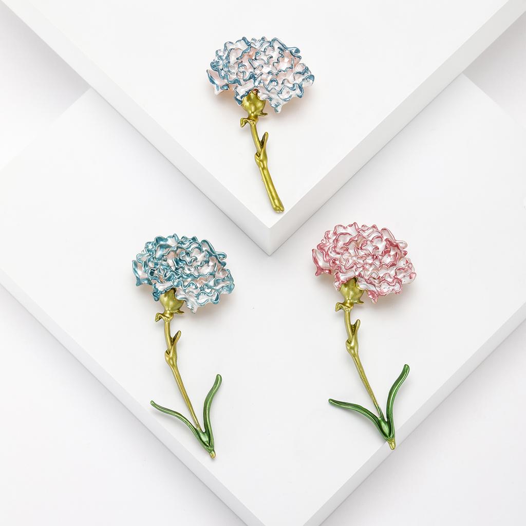 Mother's Day Elegant Enamel Carnation Brooches for Women Unisex Flower Pins Gift for Mother Office Party Friend Gifts Jewelry