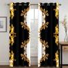 3D Luxurious Style Baroque Ebony Golden Trendy 2 Panels Shading Windowpane Drape Ideal for Livingroom Space Bedchamber Decoration Grommet