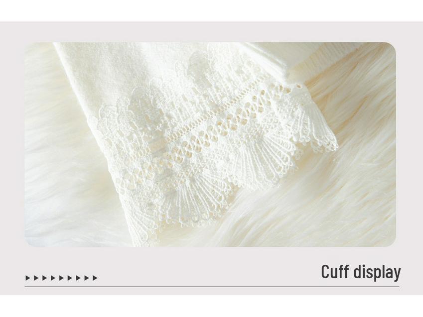 Elegant Lace Patchwork V-neck Knit Cardigan - Autumn Fashion for Women