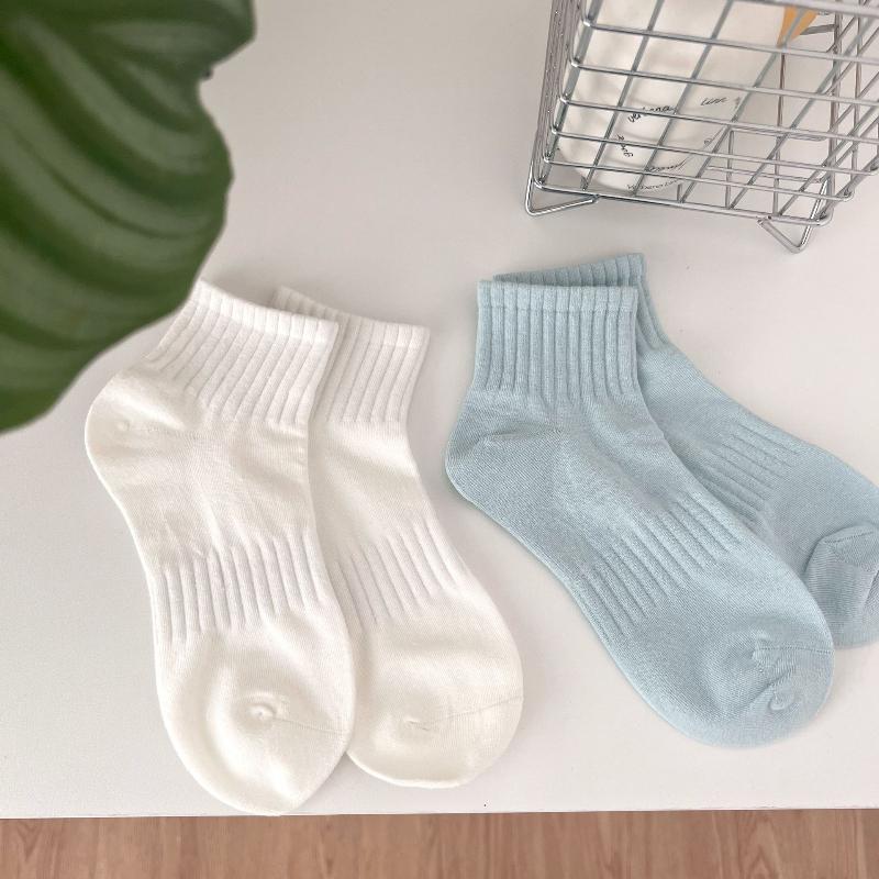 5 Pairs Cream Style Short Socks for Women Breathable Sweat-absorbent Sports Socks Japanese Candy Color Girl Ankle Socks