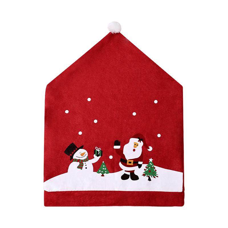 Qiaochi Christmas Non-woven Chair Cover with Cartoon Santa and Snowman Design