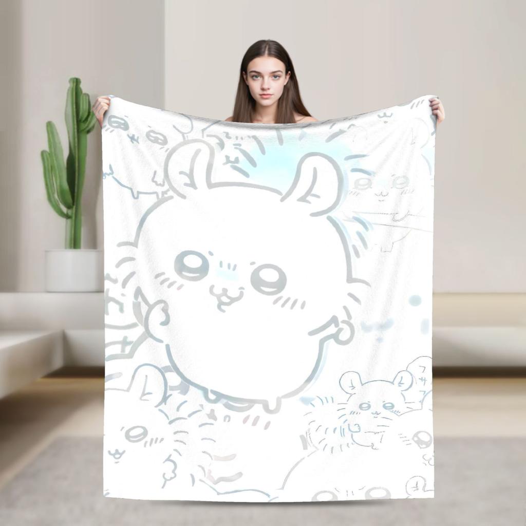 Cute Kawaii C-ChiikawaS Cartoon Movie Blanket Camping Flannel Throw Blanket For Couch Bed Warm Soft Design Quality Bedspread