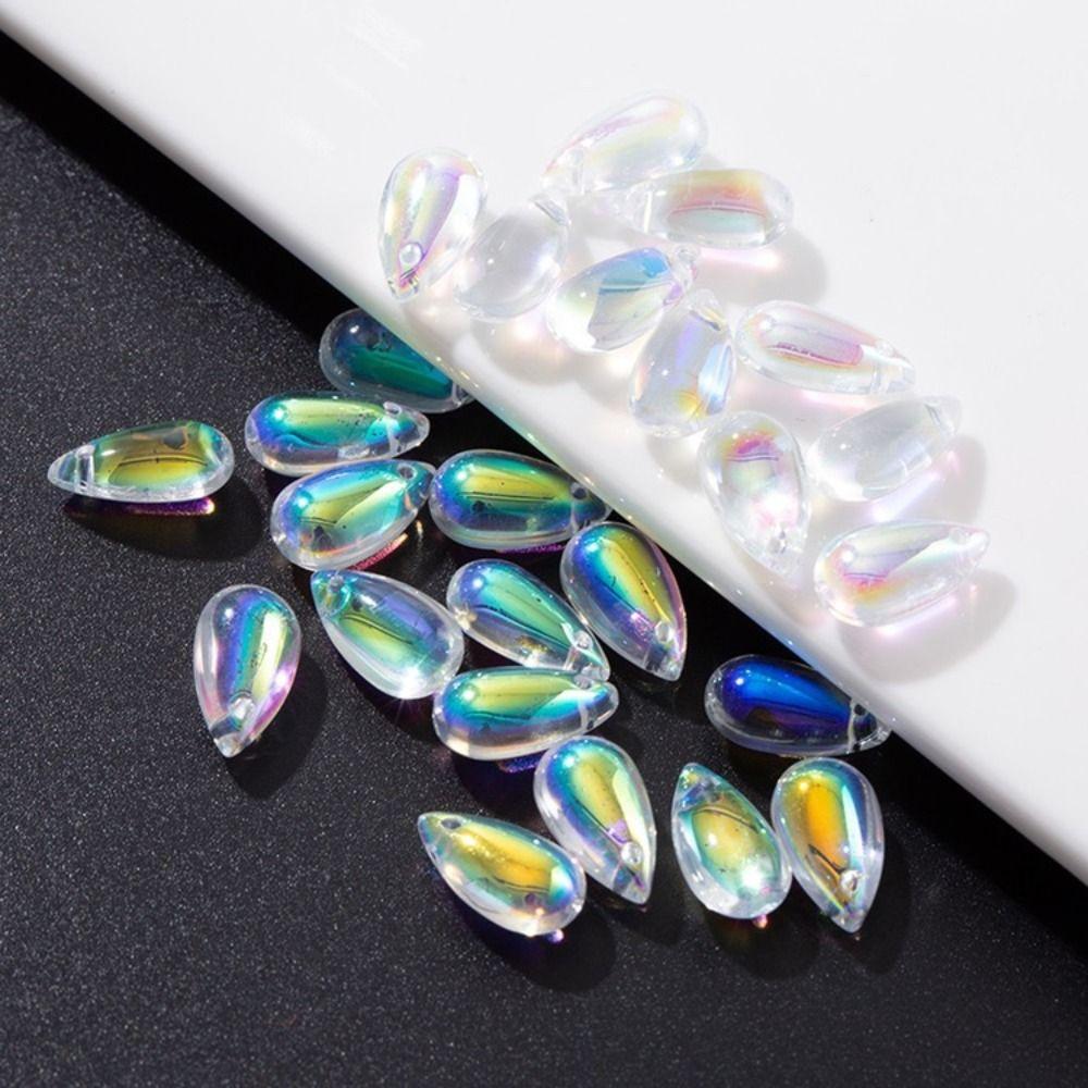 100 ST AB Färgade Vattendroppe Kristall Transparent Glasyr Pärla Halsband Glaspärla Smyckestillverkning