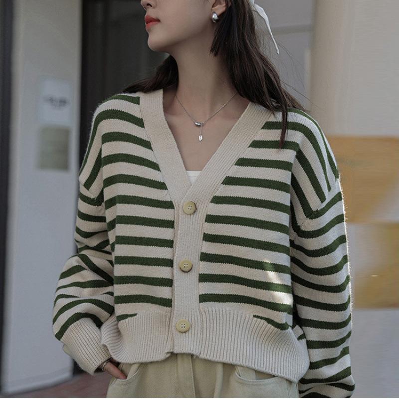 Kolegiální styl Volný Ležérní Svetr Pletený Kardigan Dámský Podzimní a Zimní Líný Krátký Svetrový Kabát Kardigan Pohodlný Všestranný Módní