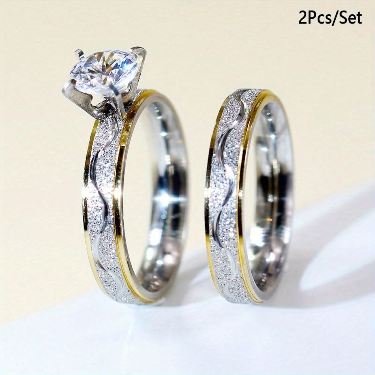 

2-piece Romantic Titanium Steel Couple Ring - The Perfect Choice for Weddings and Engagements 6 серебряный