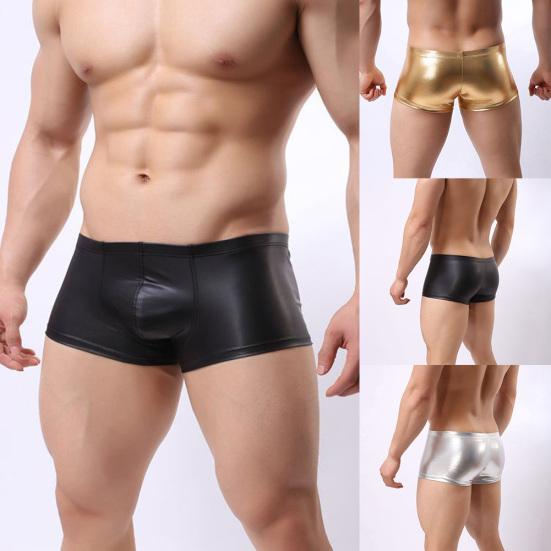 Fashion Club Men Patent Leather Boxers U Convex Underwear Underpants Shorts