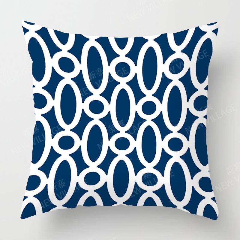 Personality Blue Cushion Cover Geometric Abstract Pillowcase Home Decoration Living Room Sofa Cushion Pillowcase