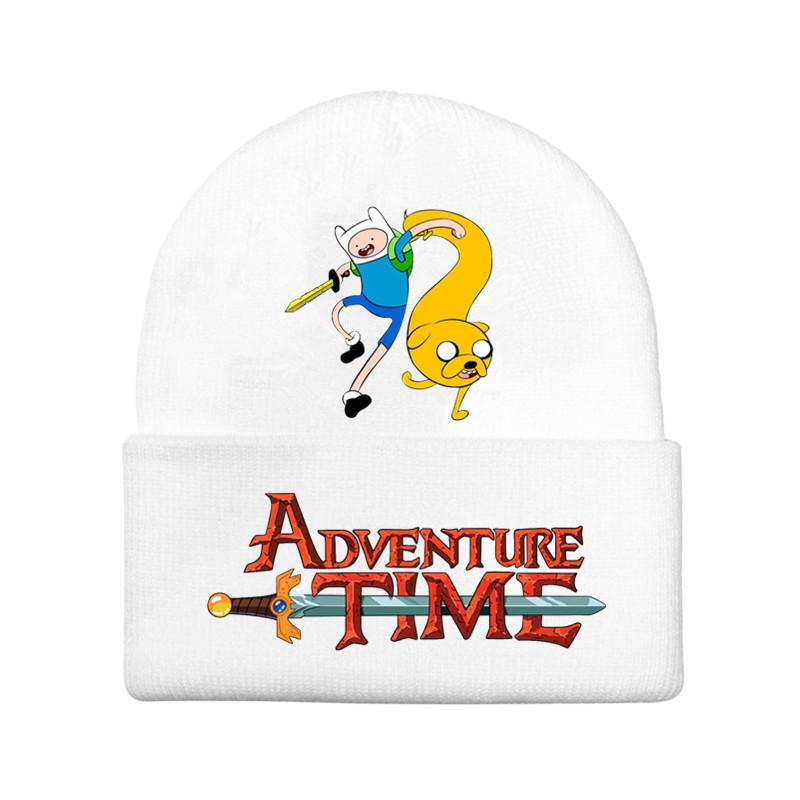 Adventure Time Cartoon Print Acrylic Knit Hat Winter Warm Unisex Beanie For Adults Teens