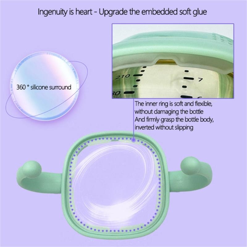 Milk Bottle Handle for Baby, Encourages Independent Drinking Secure Grip Bottle Attachment for Hegen Replacement