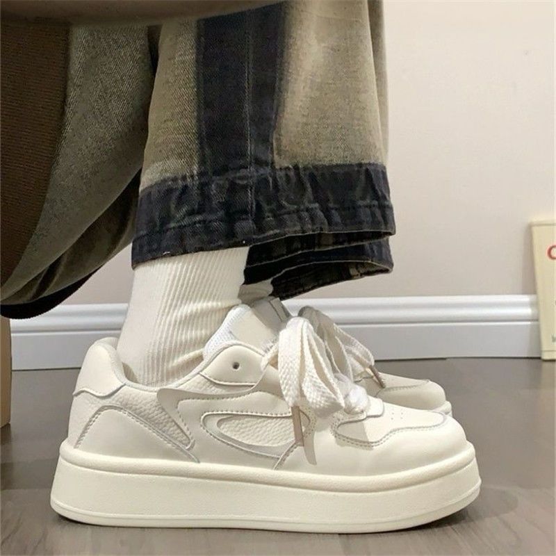 Platform White Shoes Women's 2024 Spring and Autumn New Versatile Shoes Ins Tide Niche Students Sports and Leisure Board Shoes