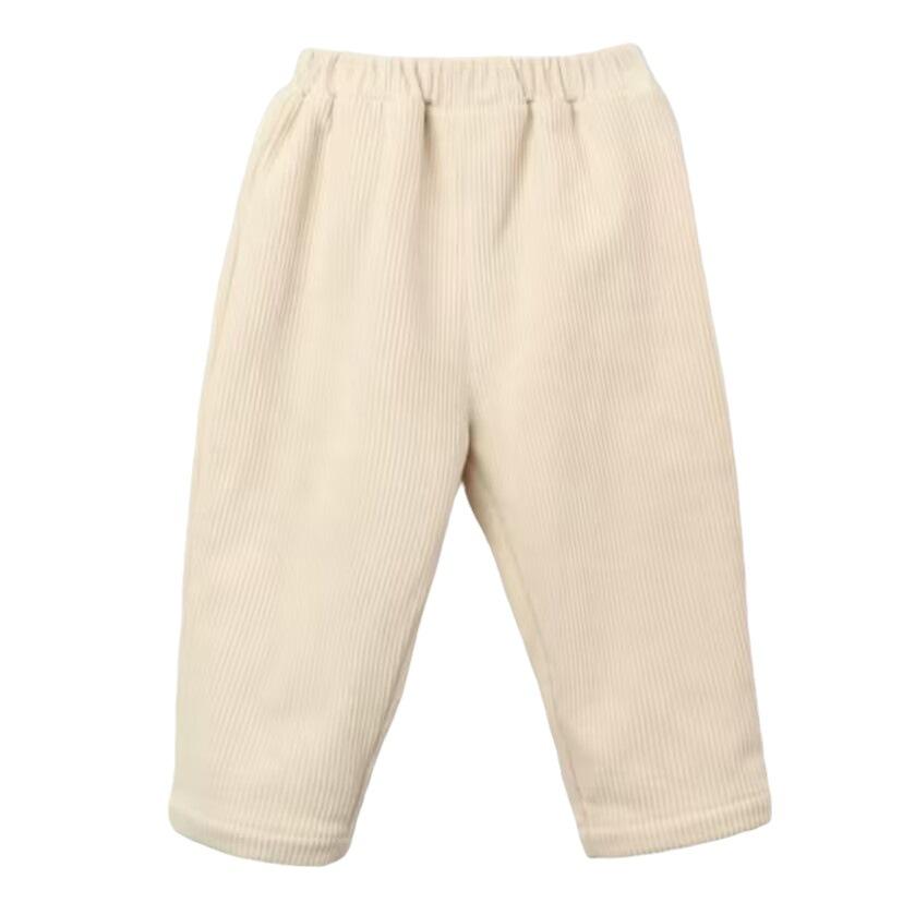 Boys Girls Winter Velvet Kid Pants Bear Cartoon Mid Waist Warm Pantalone Baggy Thick Children Trouser