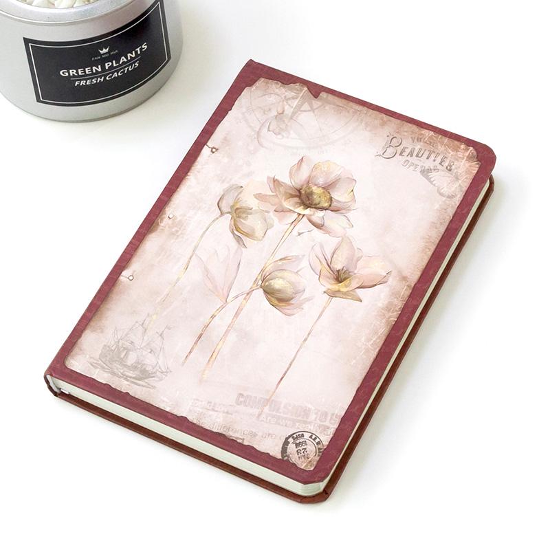 Dream Falling Flowers Retro European Korean Creative Notebook: Colorful Illustrated Diary
