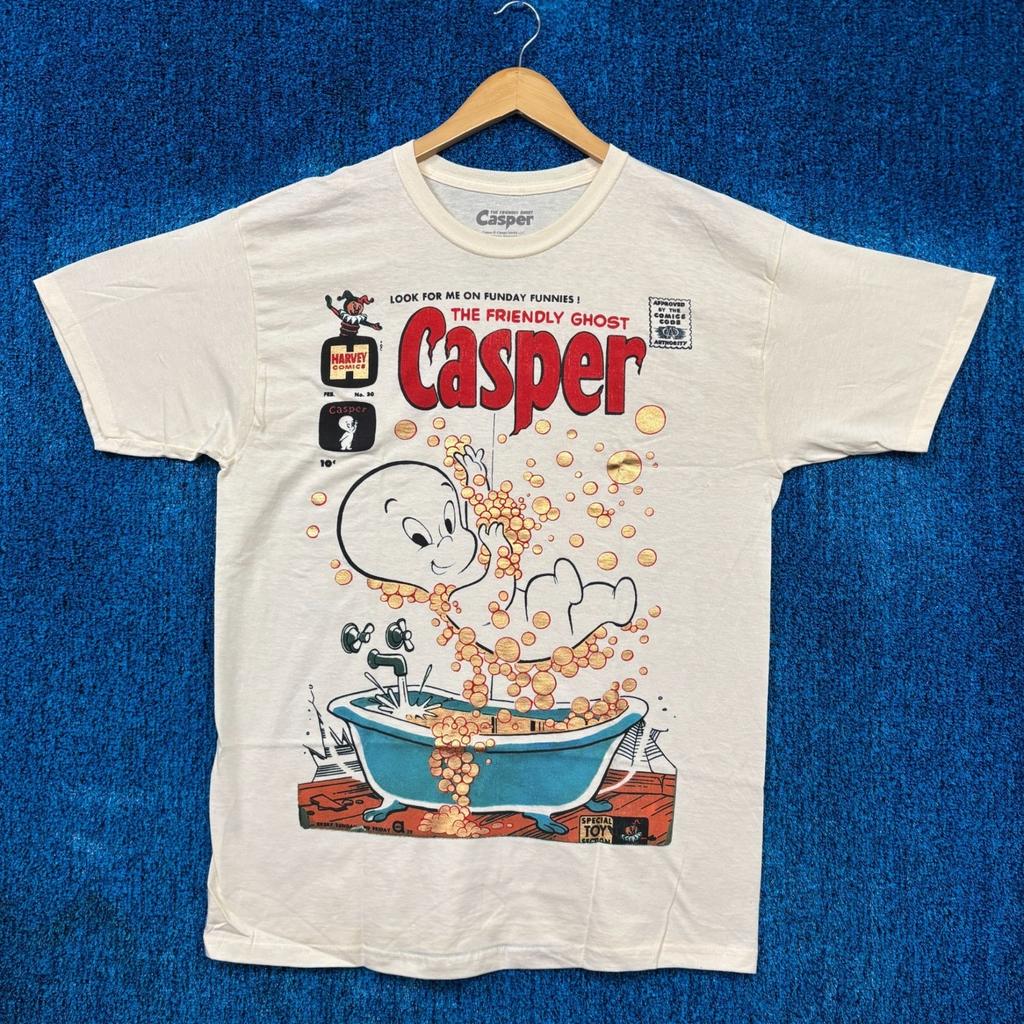 Casper The Friendly Ghost Cartoon Beige T-Shirt Size Large Unisex T-Shirt