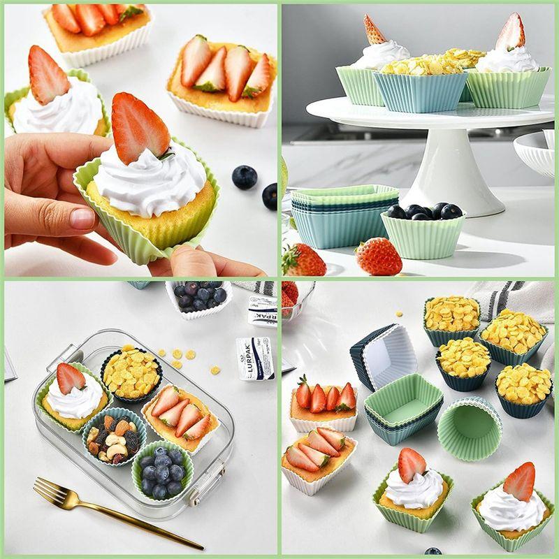 J1UL1N Reusable Cupcake Liners, 36 Pcs Silicone Lunch Box Dividers Non-Stick Bento Box Food-Grade Silicone Muffin Cups Bento Box
