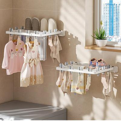 Zusammenklappbarer Wäscheständer, an der Wand montierter Wäscheclip, winddichter Sockenclip, Kleiderständer, Kleiderbügel, Haushaltssocken-Trockenclip, platzsparend